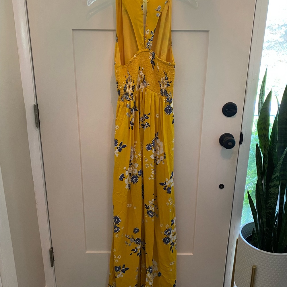 Beautiful yellow/blue floral maxi dress